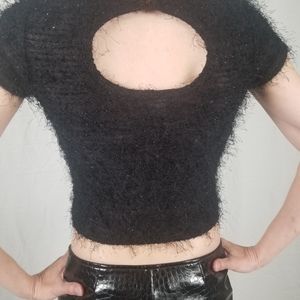 VINTAGE..1990'S Short Sleeve Eyelash Knit Blouse